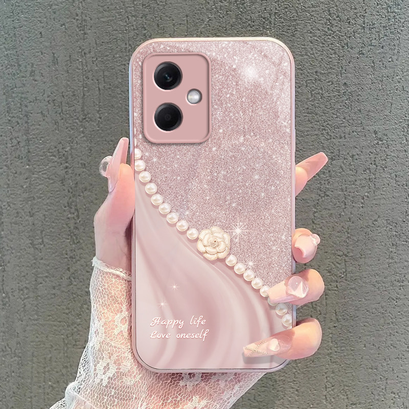 Redmi 红米note12/12Pro极速版/turbo手机壳R新款玻璃note12r/Pro+保护套卡通可爱全包珍珠花朵
