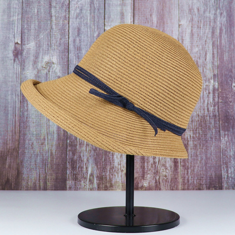 草帽女士夏卷檐款赫本风日式沙滩时尚凉帽遮太阳防晒大沿渔夫帽子