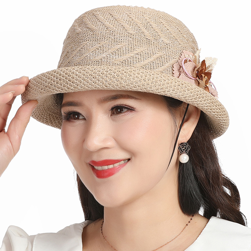中老年女士春秋帽子女款韩版时尚百搭盆帽洋气小礼帽夏季渔夫凉帽