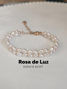 天然淡水珍珠双层编织手链3mm无核米型珍珠双层优雅精致高保色