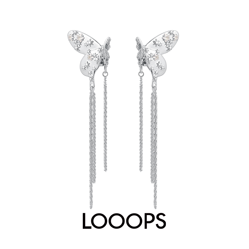 肌理翻页蝴蝶流苏耳夹