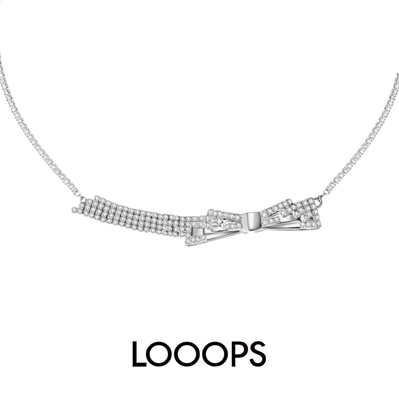 光束钻链蝴蝶结原创小众项链