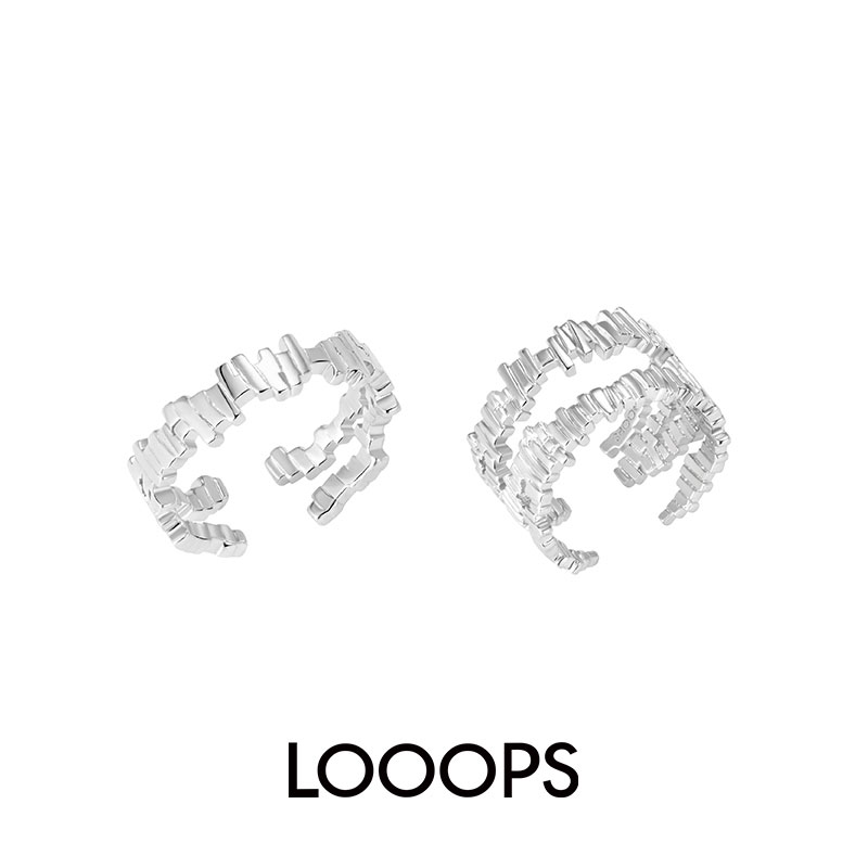 双层光束错落肌理原创小众戒指