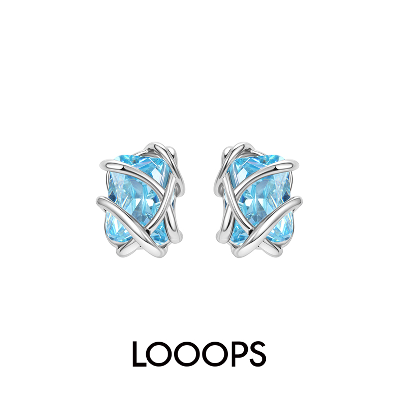 looops环保黄铜电镀白金特级锆石