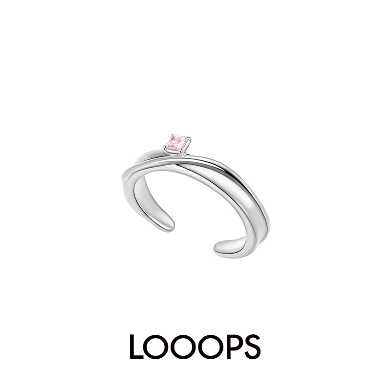 looops环保黄铜电镀白金特级锆石