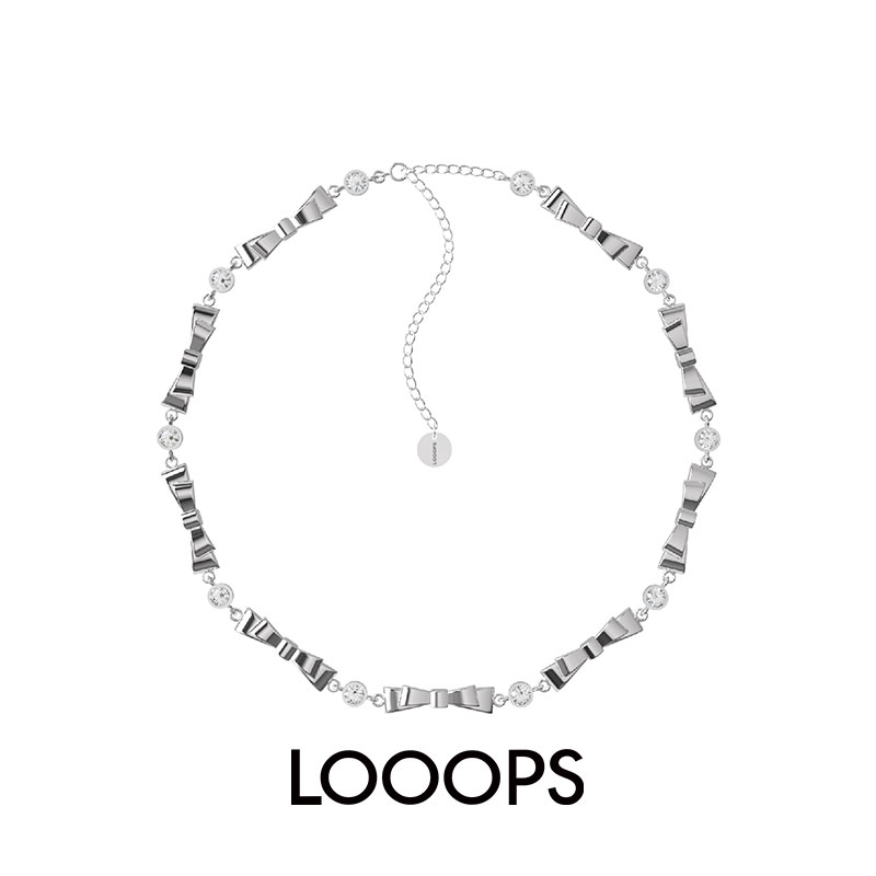 LOOOPS官方店梦中礼物蝴蝶结星点钻石整圈原创小众设计项链-封面