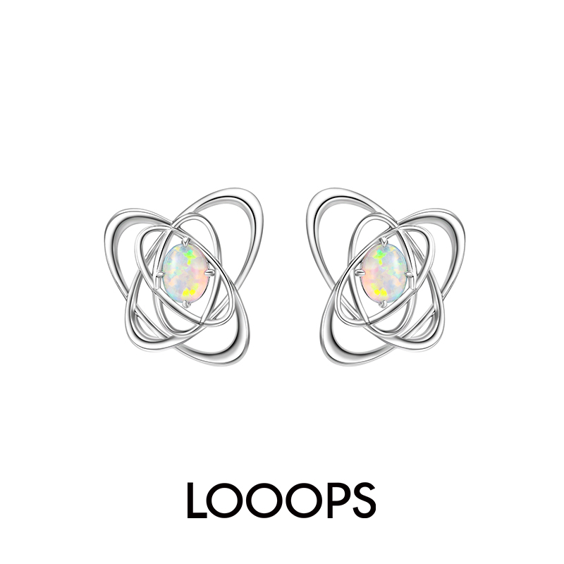 looops环保黄铜电镀白金合成欧泊