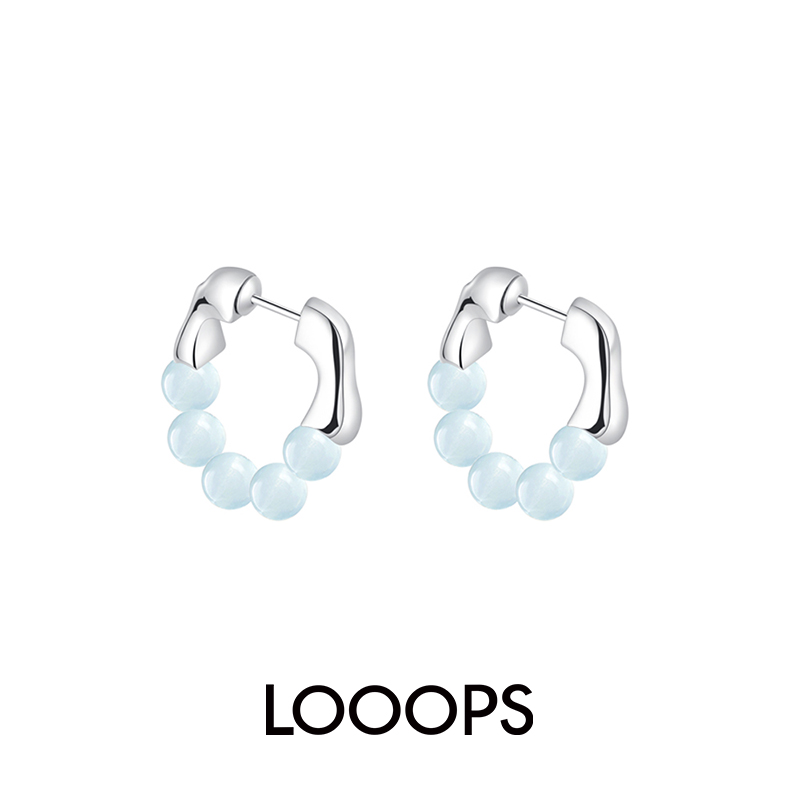 金属拼接天然水晶串珠耳环