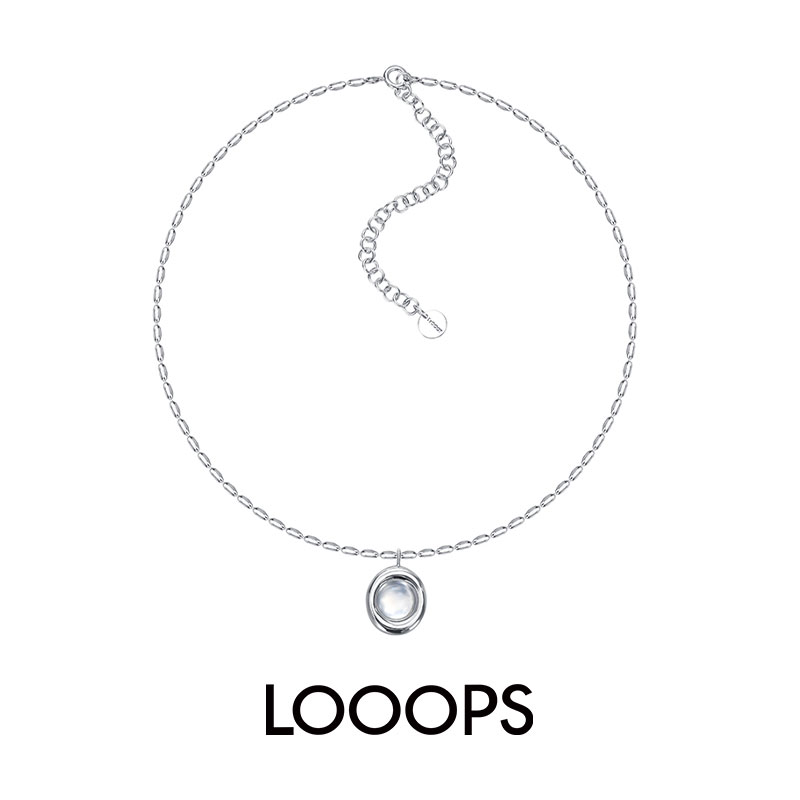 原创设计空气宝石亮面椭圆珠项链