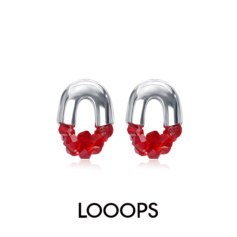 切面宝石金属拼接耳环