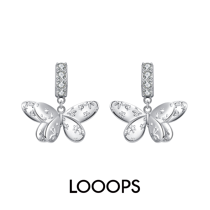 鞠婧祎同款LOOOPS官方店花园系列摇曳蝴蝶宝石原创设计小众耳环