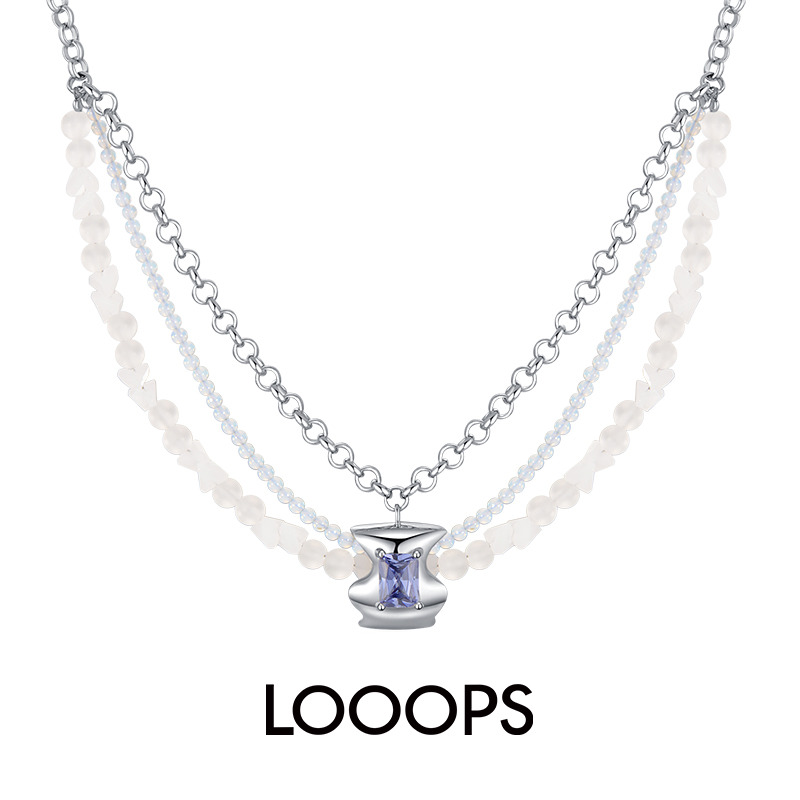 波形宝石多层串珠项链