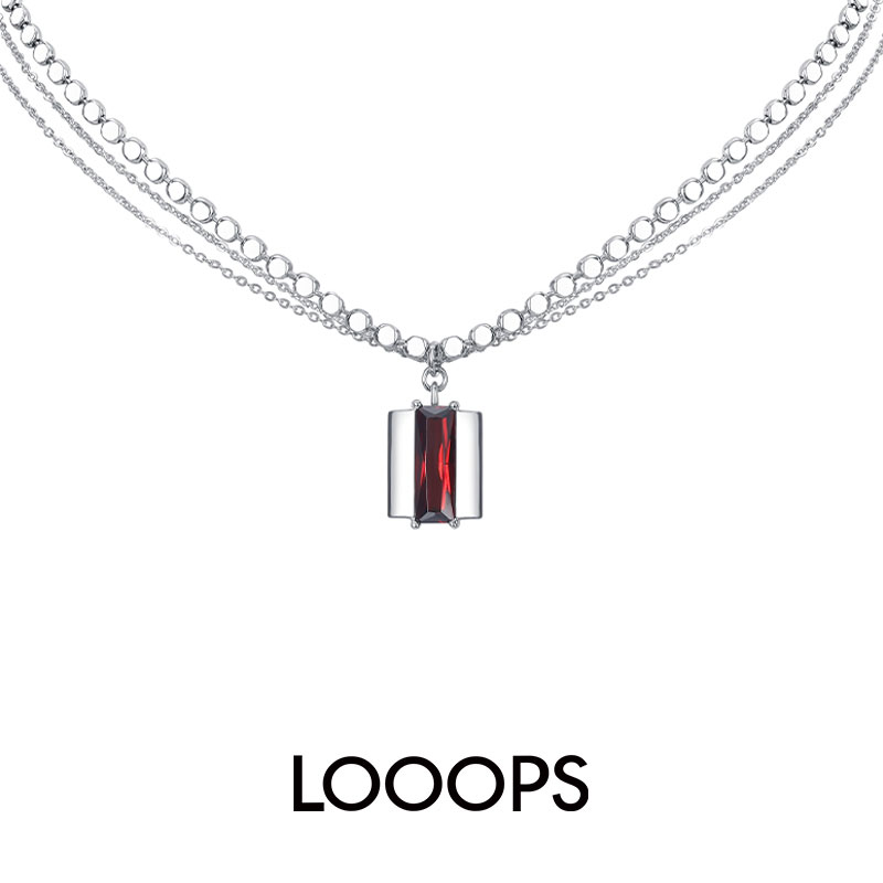 徽章方钻圆片多层项链