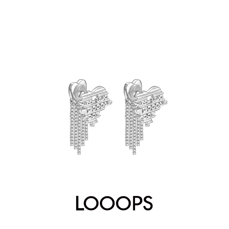 光束密码爱心原创小众耳钉耳坠