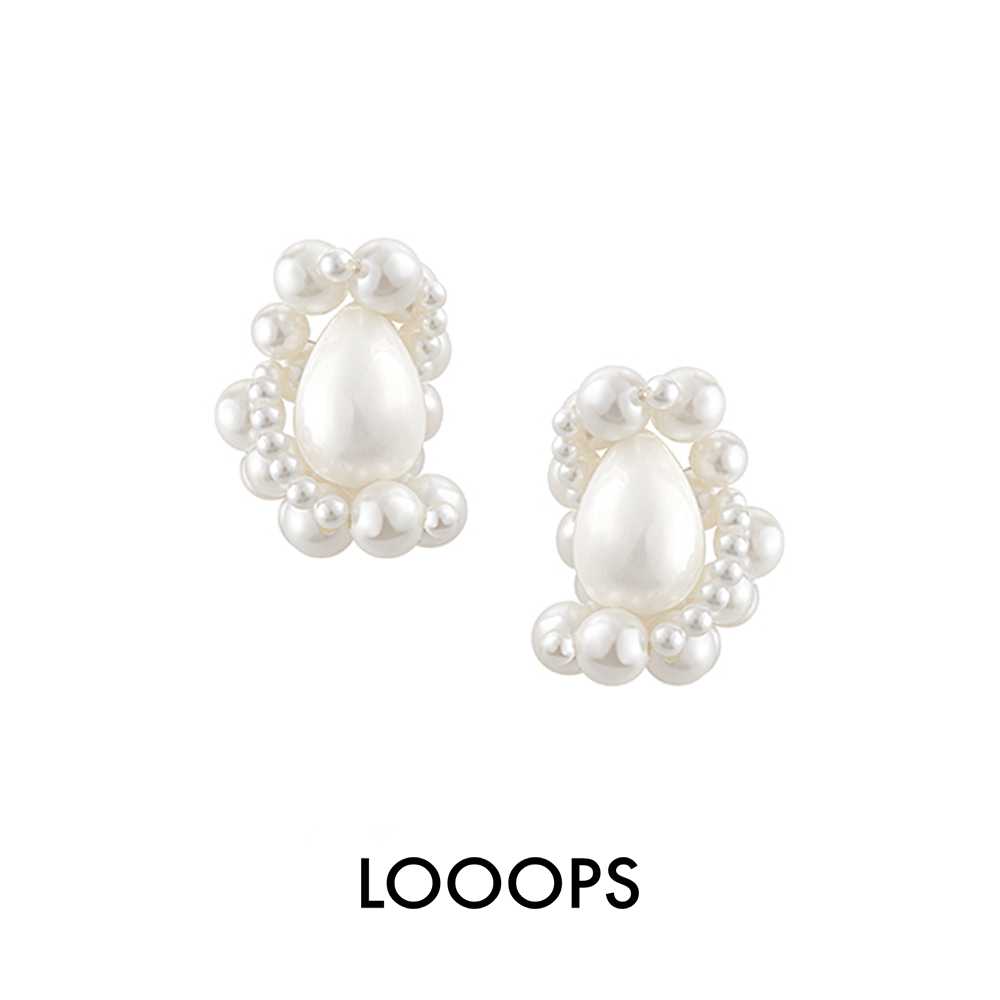 水滴水滴串珠贝母珍珠耳钉