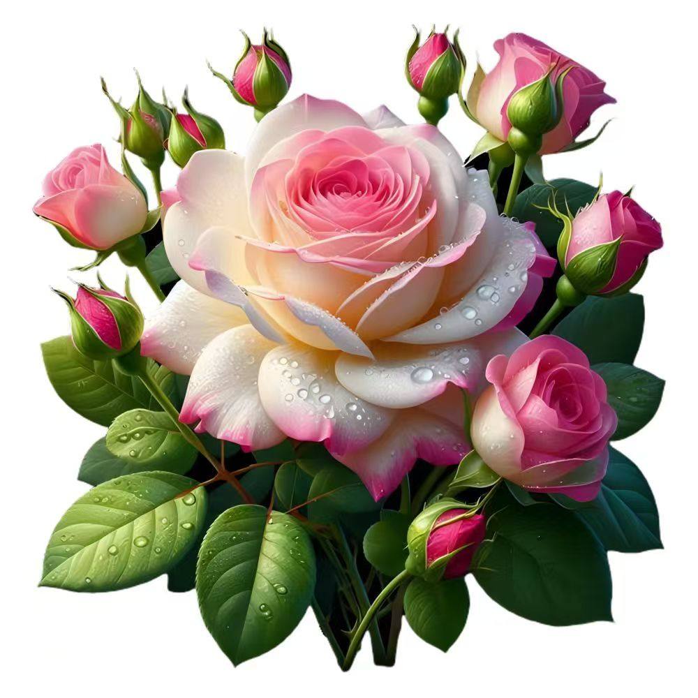 精美玫瑰花墙贴家居装饰贴纸粉色花朵贴画客厅卧室墙贴家居墙贴