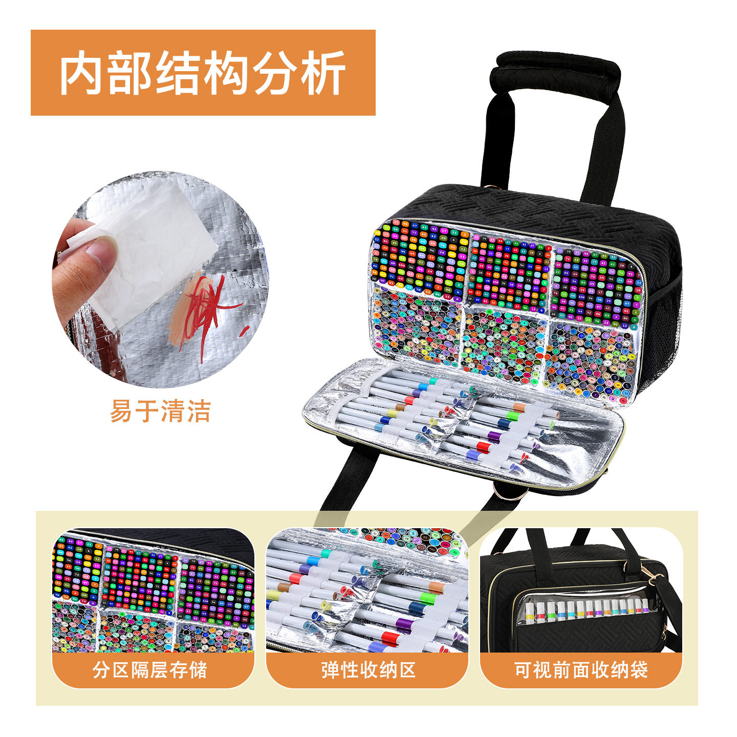 跨境马克彩笔收纳袋 画画艺术颜料收纳袋 便携户外写生画笔工具包,收纳整理,吸尘器收纳架/盒/袋,淘宝优惠券,粉丝福利购,淘宝优惠卷