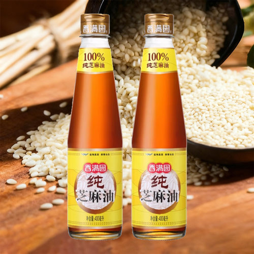 香满园纯芝麻油400ml 玻璃瓶装香油家用调味油