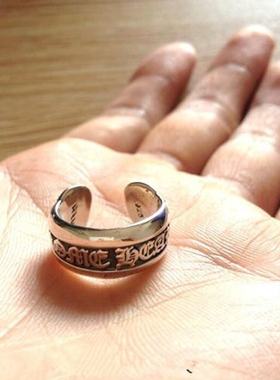 潮牌饰品男女生CH925纯银尾戒开口马蹄戒指小众轻奢鹿晗同款指环