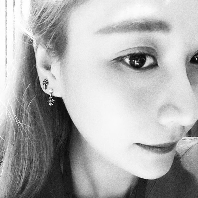 克罗潮babyfat女耳饰925纯银实心十字架耳钉CH耳环GD蛇蛇同款耳坠