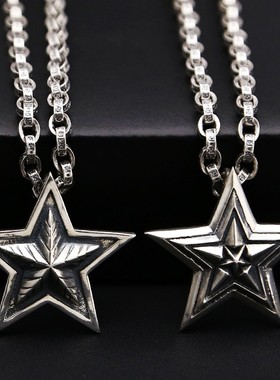 克罗潮爱心codyS925纯银吊坠五角星潮牌CH项链男女款复古泰银挂坠