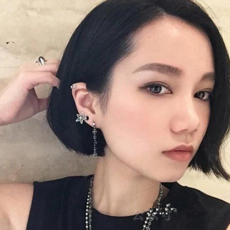 潮流cody复古做旧潮牌耳钉五角星星925纯银耳饰男女唐嫣款耳环