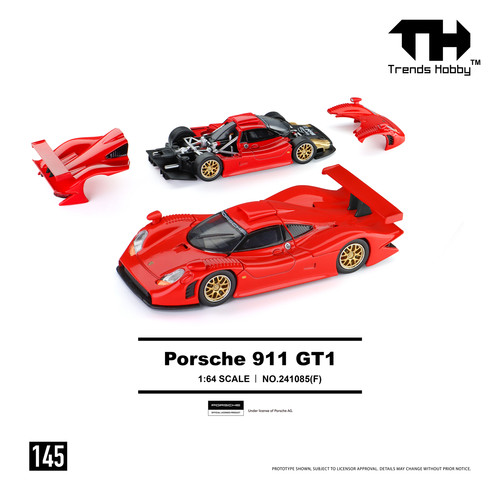【预售】TH 1/64 保时捷 911 GT1 1998 - 红色 仿真合金汽车模型