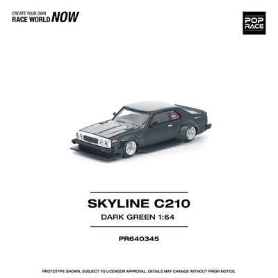 POPRACE 1:64 SKYLINE C210 DARK GREEN NEW TOOLING 深绿色车模