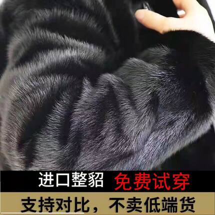 宝嘉美真貂皮大衣男整貂进口水貂毛皮草短款连帽保暖外套50岁爸爸