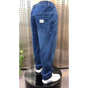 宽松男士 老爹牛仔裤 休闲裤 哈伦裤 春秋季 百搭中年加肥裤 弹力直筒裤