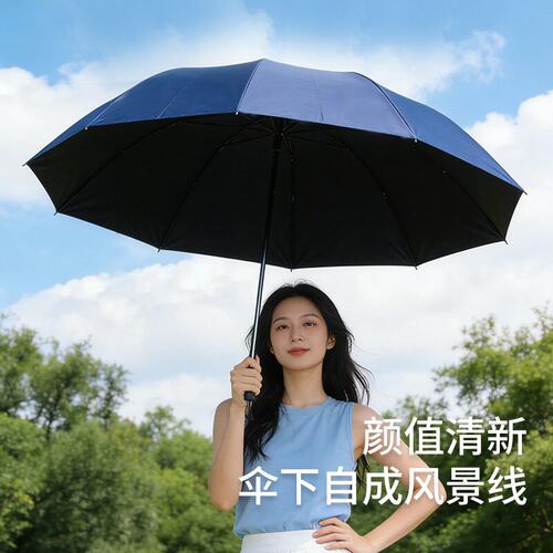 【不生锈伞杆】12骨超大黑胶加固加厚户外暴雨遮阳防紫外线晴雨伞