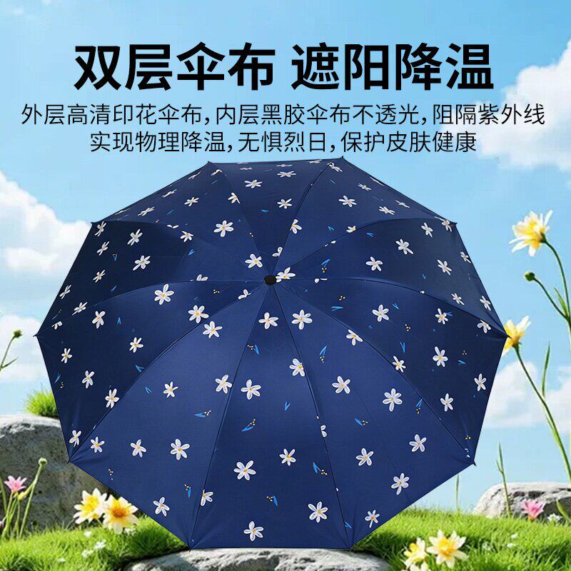 折叠手动伞黑胶防晒防紫外线图片
