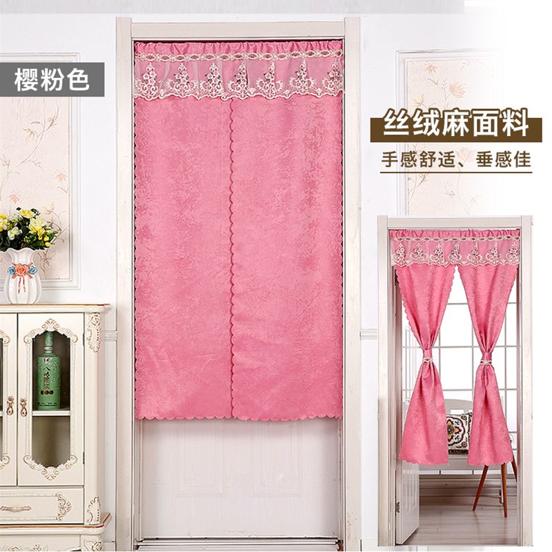 门帘隔断帘布艺中开式卧室卫生间短帘半帘厨房防油烟布门帘免打孔