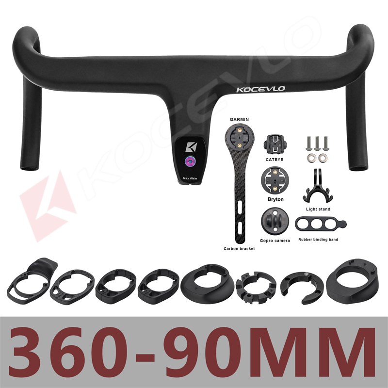 公路自行车碳纤维弯把轻量一体破风全隐藏内走线碳车把带码表支架