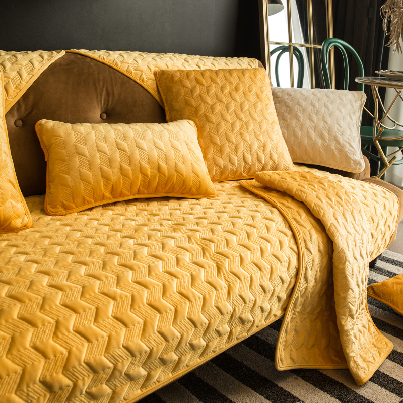 纯色高档短毛绒冬季沙发垫现代简约耐脏四季通用防滑沙发套罩坐垫