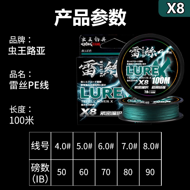 雷丝pe线打黑专用雷强主线8编顺滑耐磨锚鱼黑鱼大力马线
