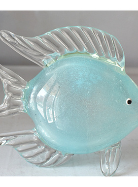 玻璃琉璃对嘴鱼工艺品办公桌面玄关电视柜酒柜创意摆件家居装饰品