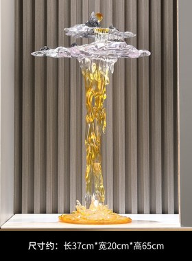 高山流水生财假山摆件进门玄关客厅沙发电视机旁落地造景艺术装饰