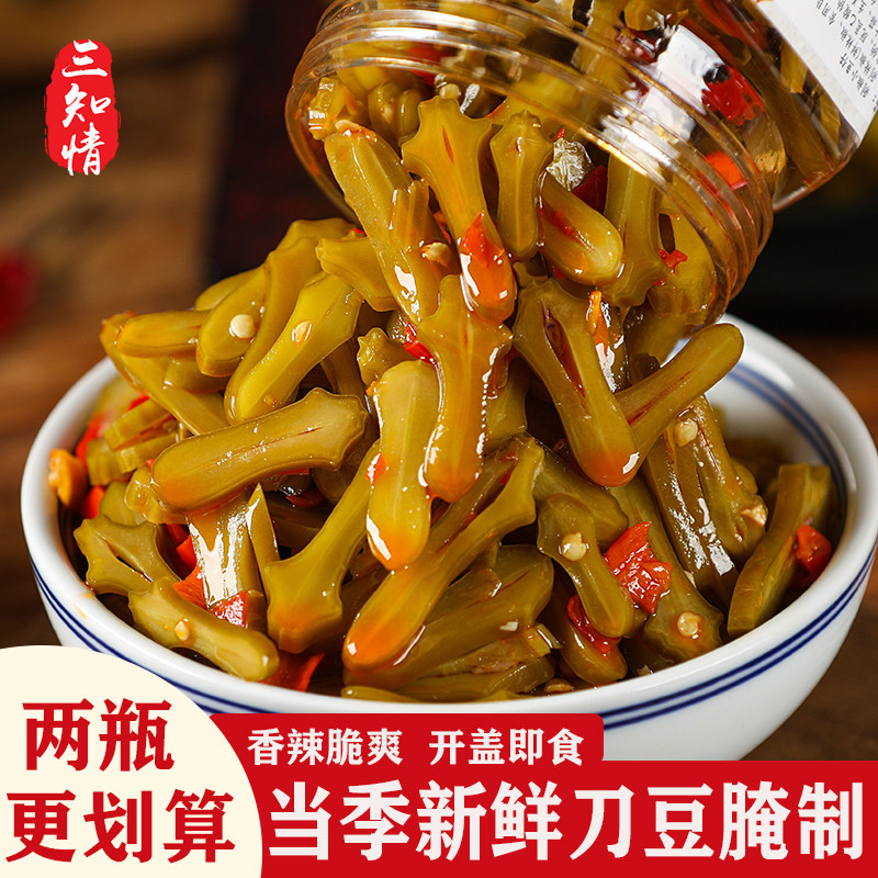 三知情剁椒刀豆香辣下饭菜脆爽开味菜拌饭剁辣椒拌面咸菜