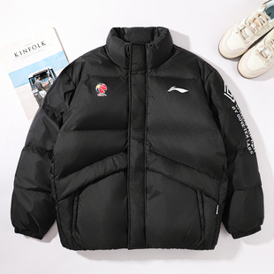 CBA篮球系列80%鸭绒宽松户外外套 新款 李宁厚款 短羽绒服男2025冬季