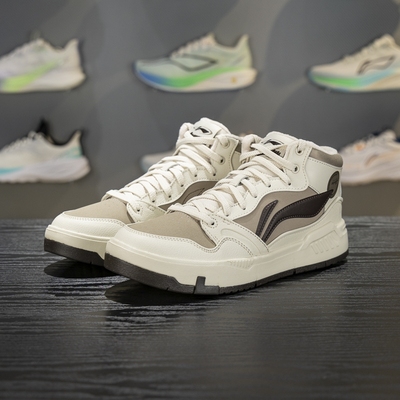 李宁COMMON 80S MID休闲鞋男子2025冬季新款加绒保暖中帮滑板鞋