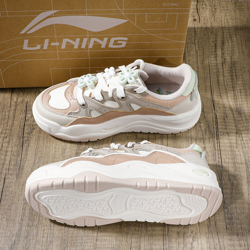 李宁蝴蝶兰休闲鞋女款2026春季新款厚底鞋子百搭女鞋软底回弹板鞋