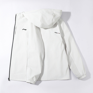 李宁连帽运动风衣男款2026春季新款健身系列户外防泼水休闲外套