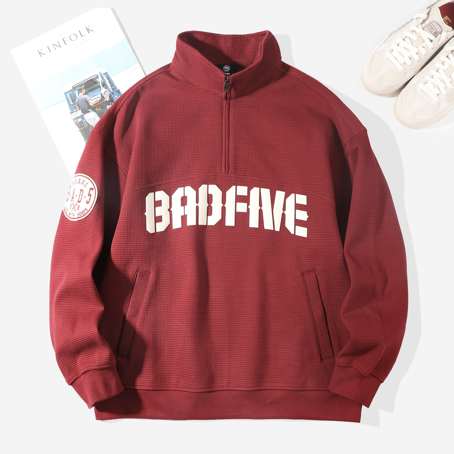 李宁纯棉针织卫衣男2026春季新款反伍红色宽松半拉链无帽套头长袖,运动服/休闲服装,运动卫衣/套头衫,淘宝优惠券,粉丝福利购,淘宝优惠卷