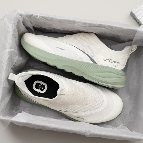 李宁soft go2代一脚蹬休闲鞋男款2025新款夏季透气运动鞋男鞋鞋子