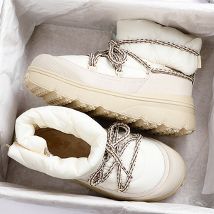 雪地靴软底保暖女鞋 李宁蜜糖boot高帮休闲鞋 时尚 新款 女2025冬季