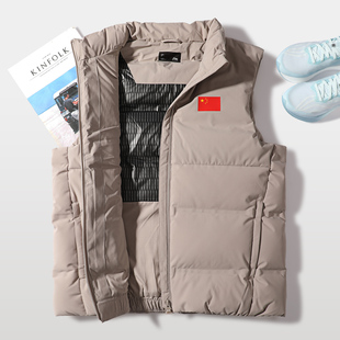 李宁羽绒马甲男子2025冬季新款荣耀系列90%鸭绒保暖国旗款羽绒服