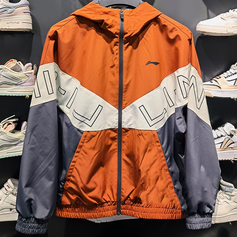 李宁新款宽松开衫连帽运动风衣男