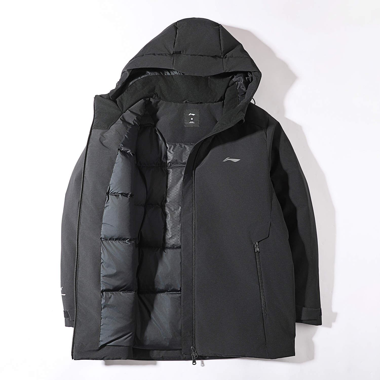 李宁薄款无帽羽绒服男2025冬季新款立体裁剪商务休闲运动风衣外套