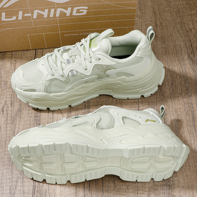 李宁休闲鞋女2025夏季新款复古老爹鞋女鞋网面透气运动鞋AGCV046